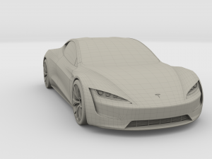 tesla roadster green with chassis 3D Модель