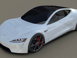tesla roadster white with chassis 3D Model