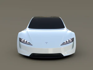 tesla roadster white with chassis 3D Model