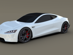 tesla roadster white with chassis 3D Модель