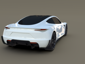 tesla roadster white with chassis 3D Модель