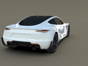 tesla roadster white with chassis 3D Model