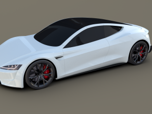 tesla roadster white with chassis 3D Модель