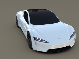 tesla roadster white with chassis 3D Модель