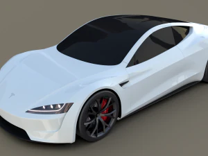 tesla roadster white with chassis 3D Model