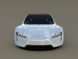 tesla roadster white with chassis 3D Model