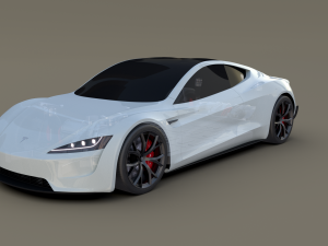 tesla roadster white with chassis 3D Модель