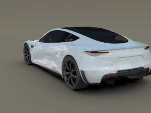 tesla roadster white with chassis 3D Model