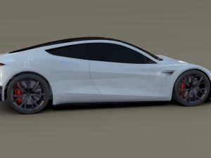 tesla roadster white with chassis 3D Модель
