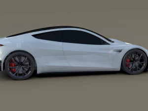 tesla roadster white with chassis 3D Model