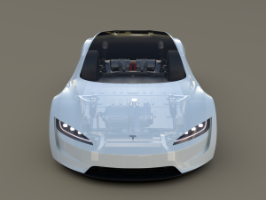 tesla roadster white with chassis 3D Модель