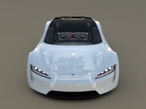 tesla roadster white with chassis 3D Model