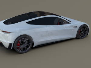 tesla roadster white with chassis 3D Модель
