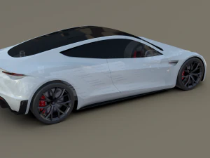 tesla roadster white with chassis 3D Model
