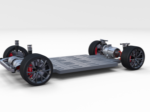 tesla roadster white with chassis 3D Модель