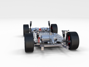 tesla roadster white with chassis 3D Модель