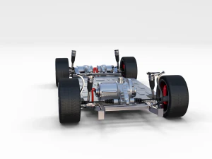 tesla roadster white with chassis 3D Model