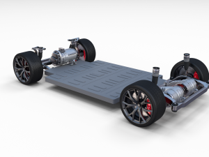 tesla roadster white with chassis 3D Модель