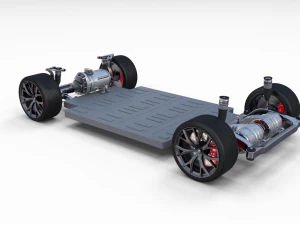 tesla roadster white with chassis 3D Model