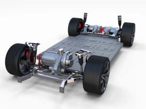 tesla roadster white with chassis 3D Model