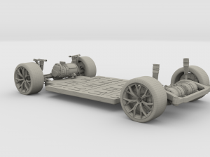 tesla roadster white with chassis 3D Модель