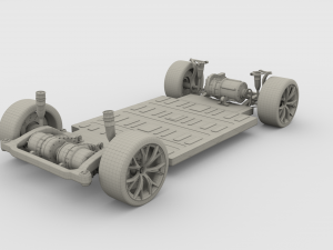 tesla roadster white with chassis 3D Модель