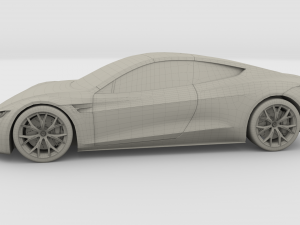 tesla roadster white with chassis 3D Модель