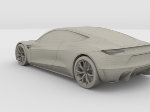 tesla roadster white with chassis 3D Модель