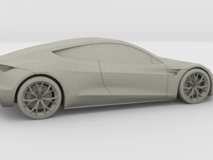 tesla roadster white with chassis 3D Model
