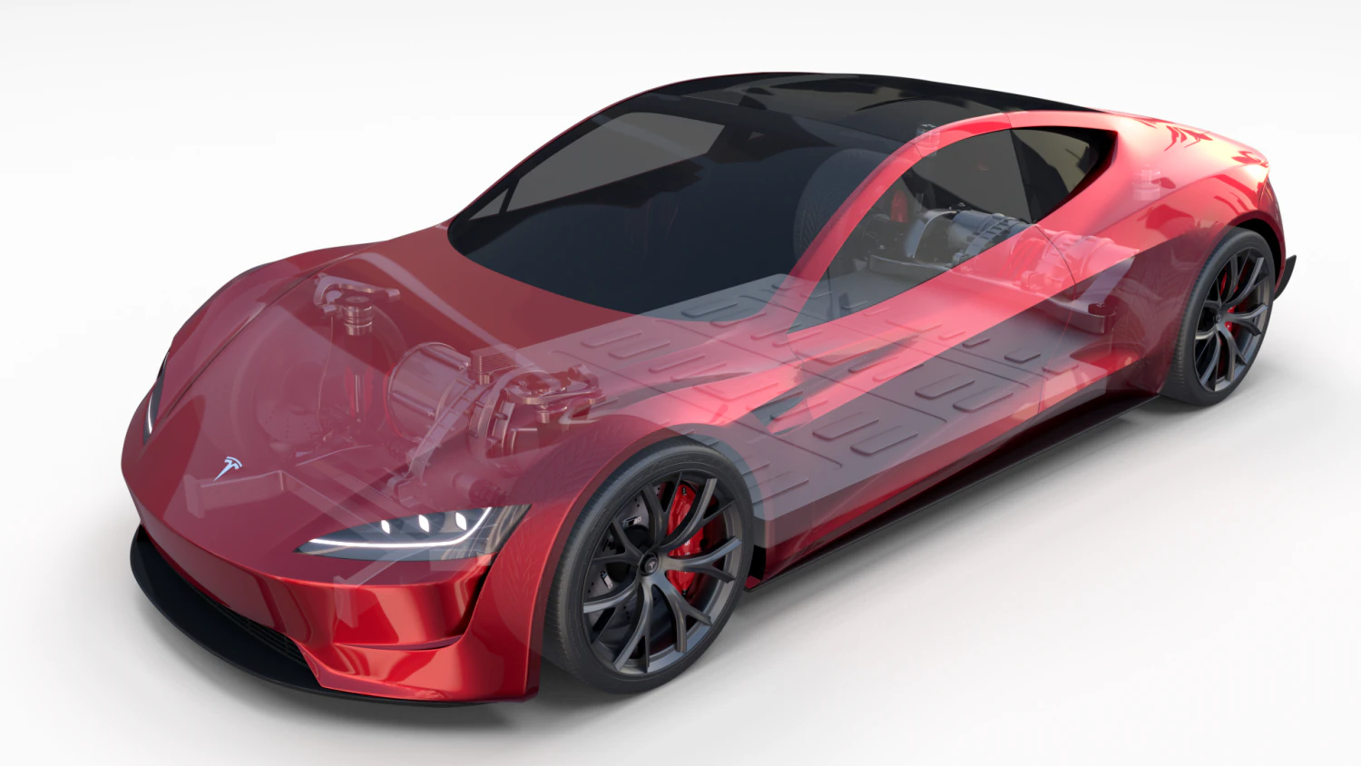 tesla roadster with chassis 3D Model .c4d .max .obj .3ds .fbx .stl .blend 