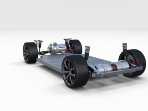 tesla roadster with chassis Modello 3D