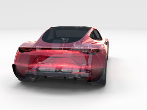 tesla roadster with chassis Modello 3D