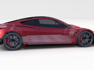 tesla roadster with chassis Modello 3D