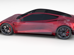 tesla roadster with chassis Modello 3D