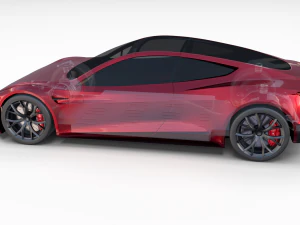 tesla roadster with chassis 3D Model