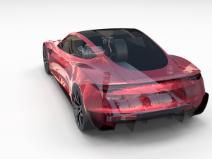 tesla roadster with chassis Modello 3D