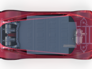 tesla roadster with chassis Modello 3D
