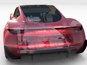 tesla roadster with chassis Modello 3D