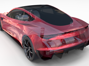 tesla roadster with chassis Modello 3D