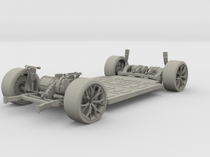 tesla roadster with chassis Modello 3D