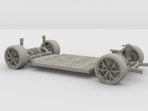 tesla roadster with chassis Modello 3D
