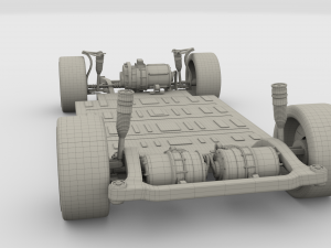 tesla roadster with chassis Modello 3D