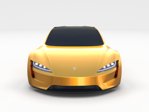 tesla roadster yellow with chassis 3D Model