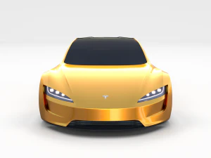 tesla roadster yellow with chassis 3D Model