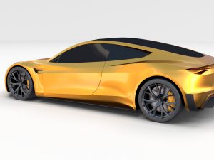 tesla roadster yellow with chassis 3D Model