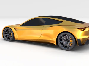 tesla roadster yellow with chassis 3D Model