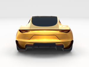 tesla roadster yellow with chassis 3D Model