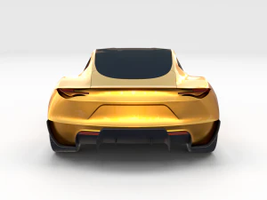 tesla roadster yellow with chassis 3D Model