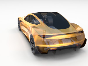 tesla roadster yellow with chassis 3D Model