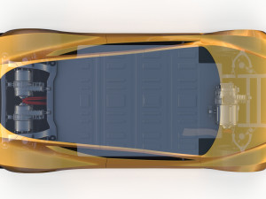 tesla roadster yellow with chassis 3D Model